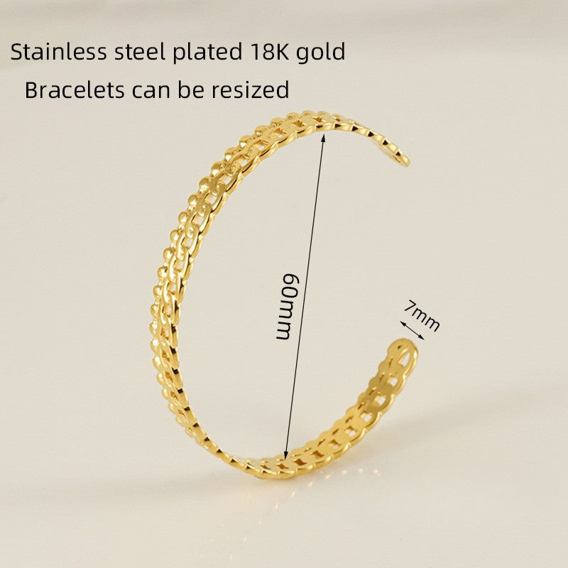 Wholesale Stainless Steel 18K Open Twist Pattern Adjustable Bracelet