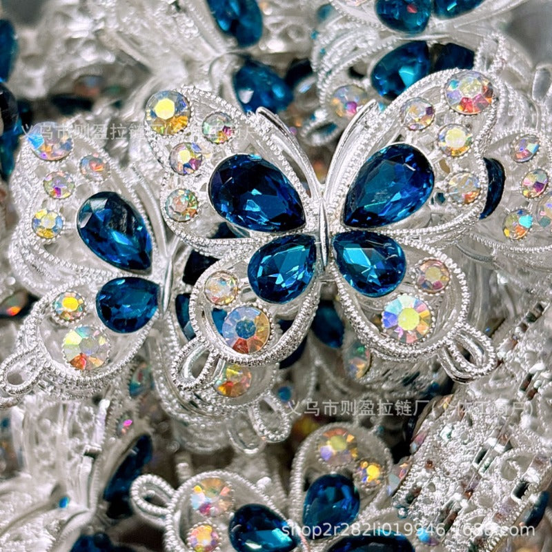 Wholesale 20pcs Heavy Industry Double sided Zircon Coin Pattern Alloy Butterfly Handmade Alloy Irregular Beads