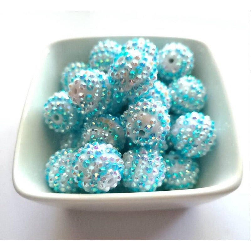 Wholesale 5pcs 16-22MM Resin Blue and White Striped Diamond Beads