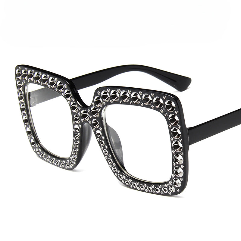 Wholesale PC Diamond Plated Large Frame Retro Square Sunglasses