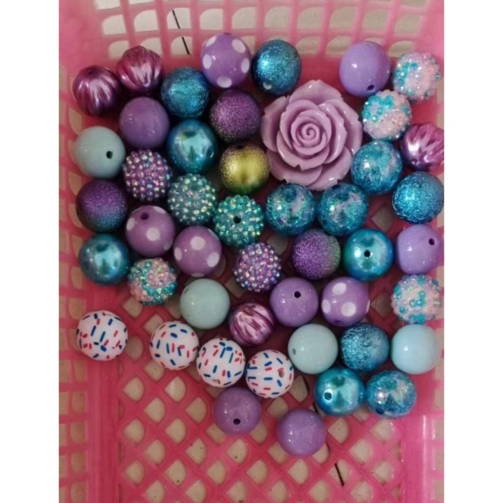 Wholesale 50pcs 20mm Acrylic Blue Series Assorted Mixed Color Beads