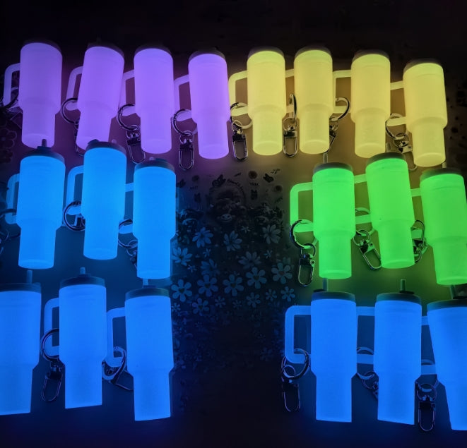 Wholesale Luminous Glow in The Dark Mini Cup Keychain Pendant Can Hold Lipstick Backpack Hanging Can Put Mini Wraps On