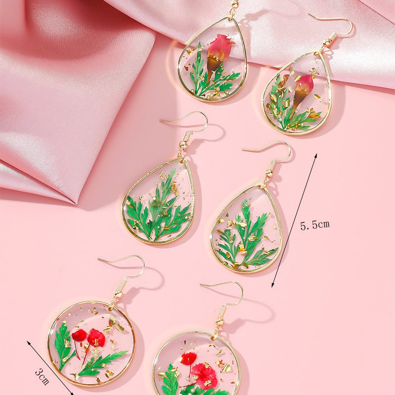 Wholesale Resin Epoxy Flower Earrings