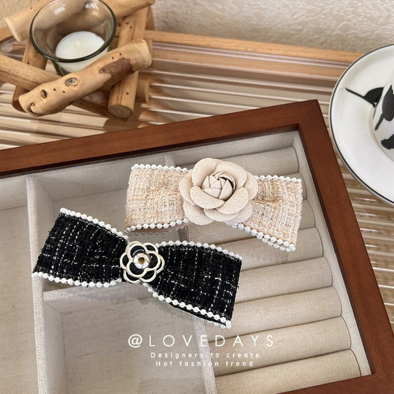 Wholesale Camellia Small Fragrant Bow Hair Clip