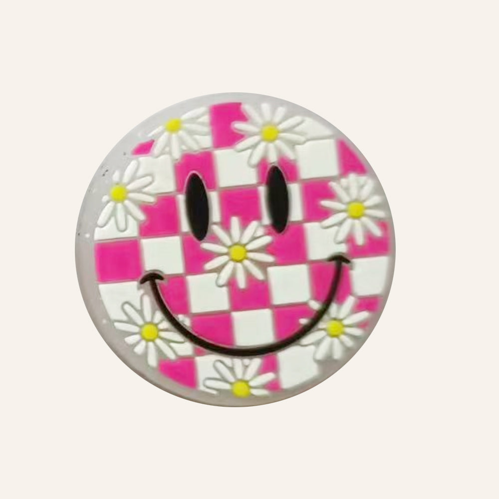 Wholesale 10pcs Smiley Round Creative Flat Silicone Beads