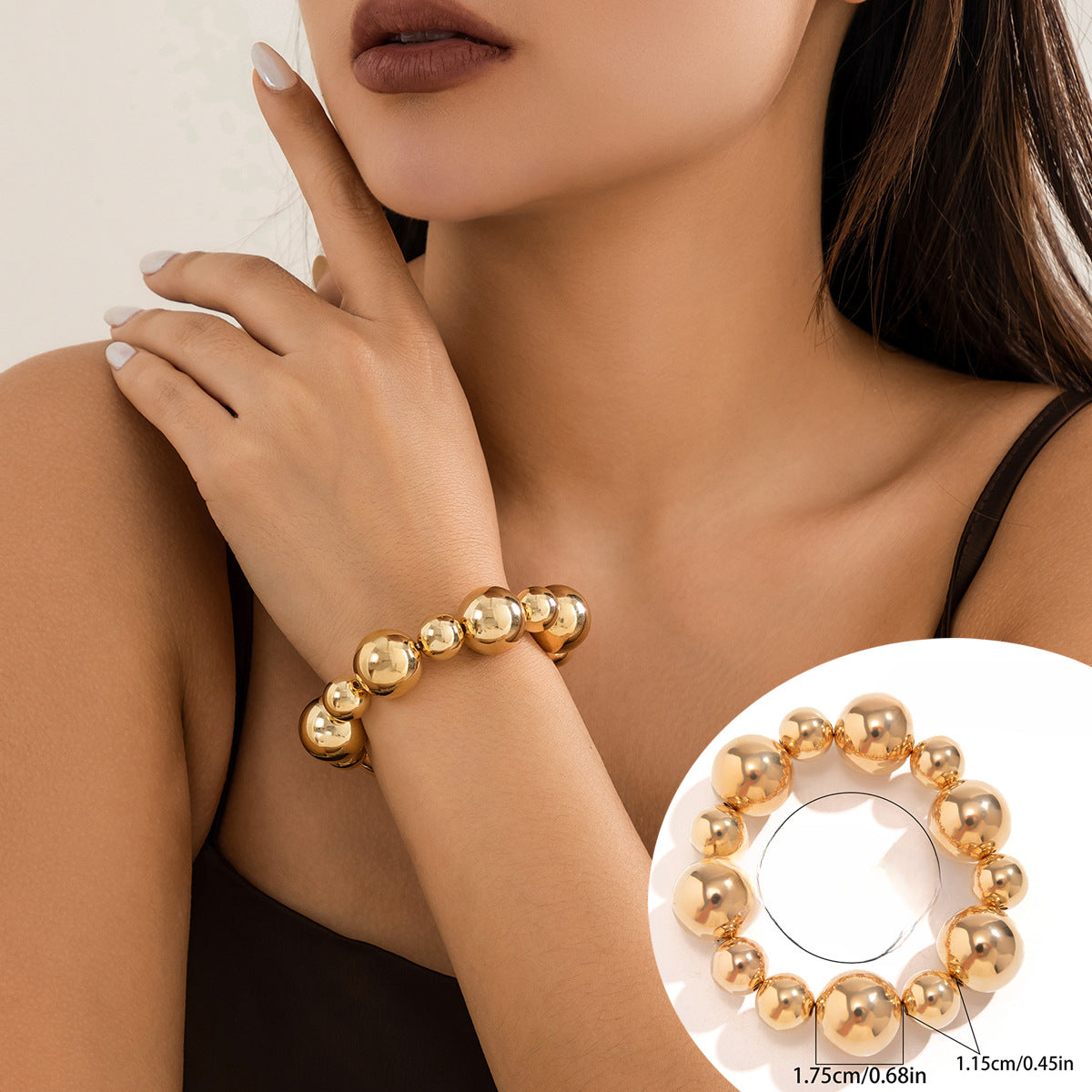 Wholesale Exaggerated Punk Color Contrasting Beaded Plastic Bracelets