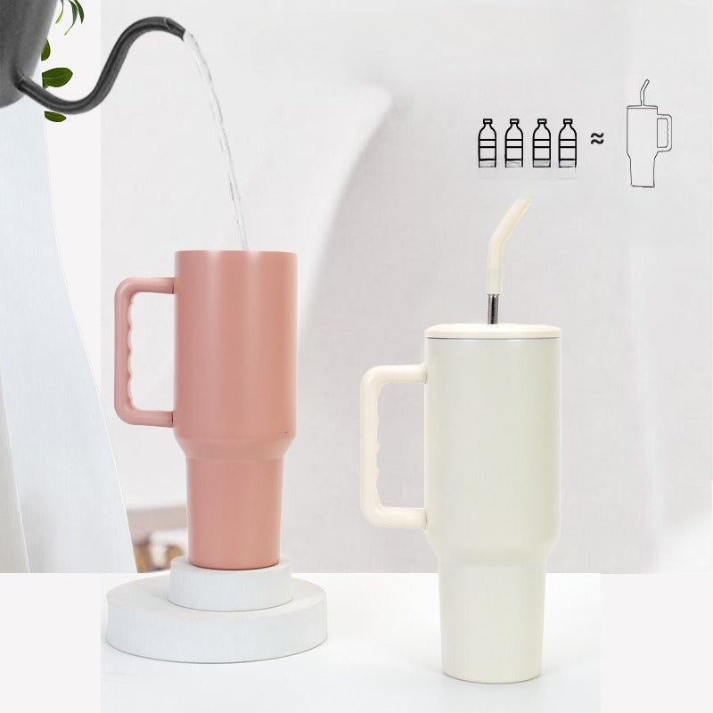 Wholesale 40oz Thermal Sublimation Handle Cup Large Capacity Stainless Steel Straw Ice Cup