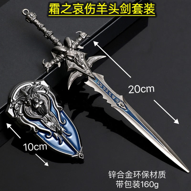 Wholesale Warcraft game weapon model Lich King Frostmourne Metal Sheep Head Sword Hand-made Ornaments Without box
