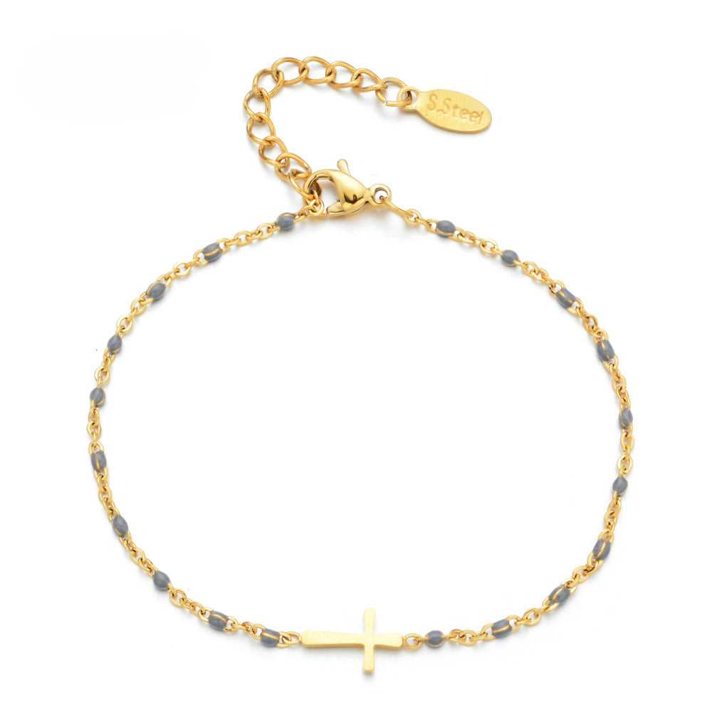 Wholesale Stainless Steel Oil Drip Cross Bracelet