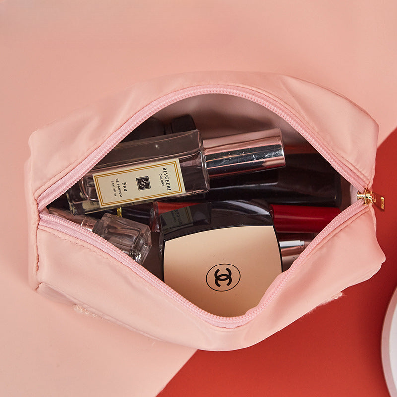 Wholesale Nylon Embroidered Letter Pink Makeup Bags