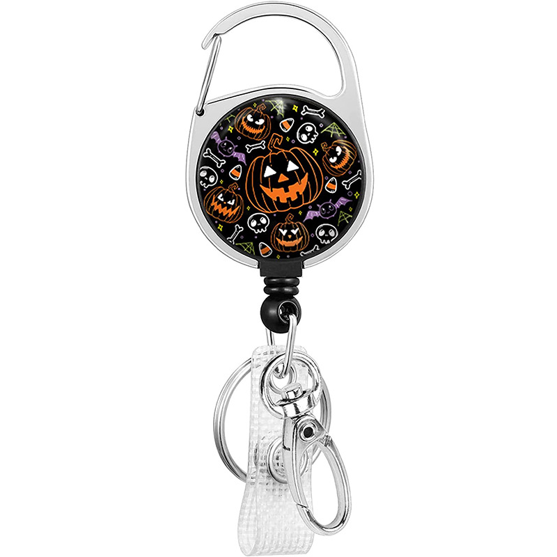 Wholesale ABS Halloween Pumpkin Roll Up Keychain