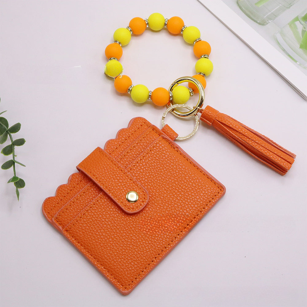 Wholesale Colorful Card Holder Silicone Bracelet Keychain