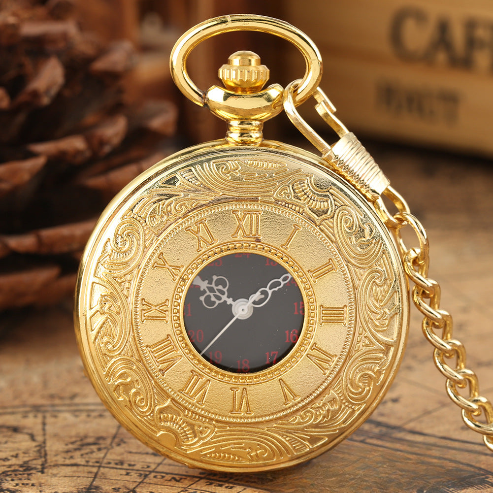 Wholesale Roman Numeral Double Display Men's Alloy Retro Necklace Pocket Watch