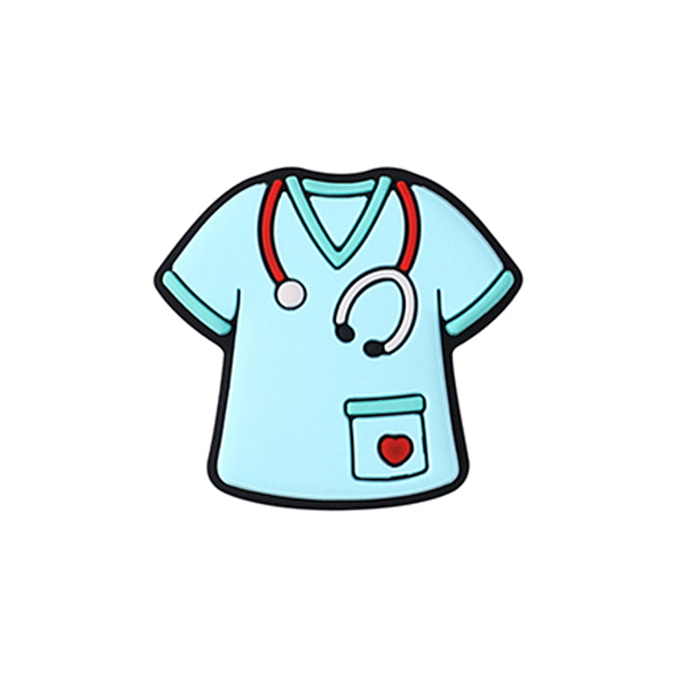 Wholesale 20pcs Nurse Uniform Stethoscope Leopard Heart Pattern Silicone Beads