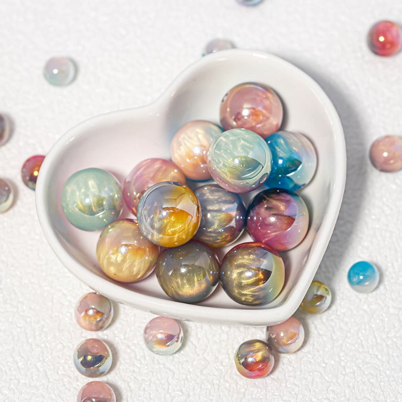 Wholesale 30pcs/1pack Thousand Colored Clouds Straight Hole Round Beads Handmade DIY Loose Beads