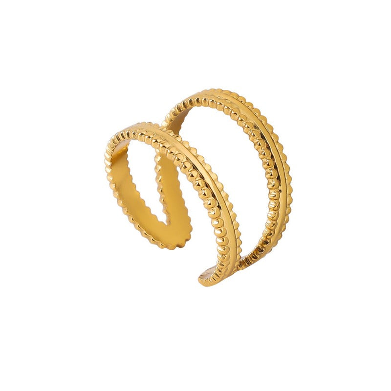 Wholesale Simple Opening Adjustable Stainless Steel Hollow Loop Personalized Rings