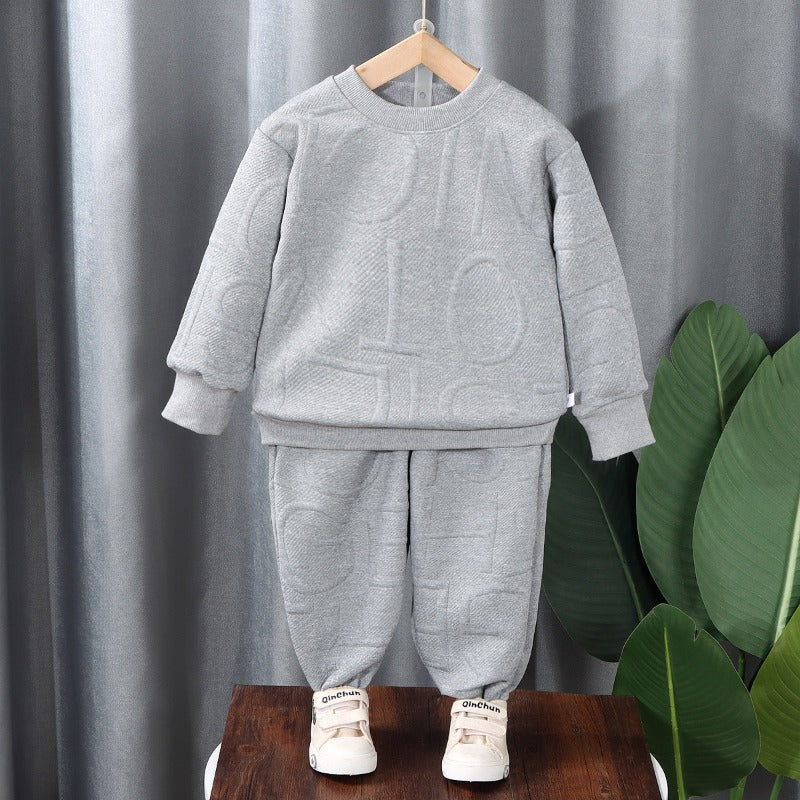 Wholesale Autumn Children's Polyester Casual Hoodie Two-piece Set