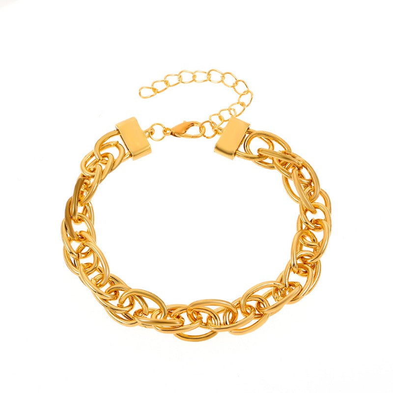 Wholesale Zircon Bracelet Set Exaggerated Geometric Beaded Thick Chain Bracelet