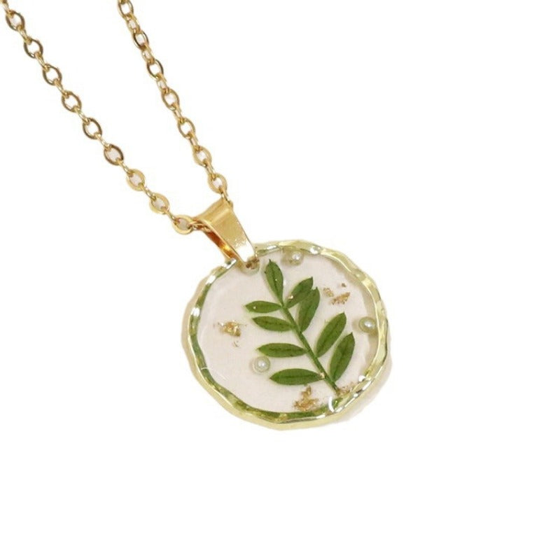 Wholesale 6pcs Moon Series Dried Flower Handmade Epoxy Pendant Necklace