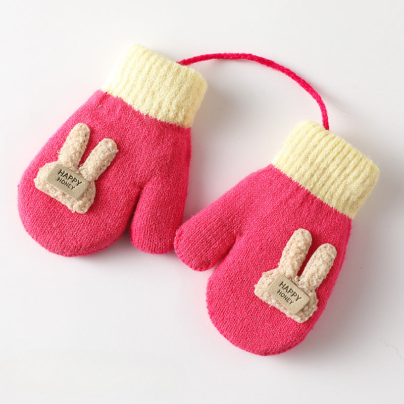 Wholesale Children's Autumn and Winter Double Layer Velvet Thickened Warm Cute Cartoon Gloves
