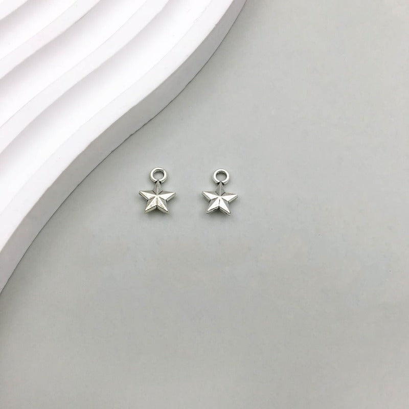Wholesale 1 Antique Silver Alloy Star Series Simulation Hollow Pentagram DIY Pendant