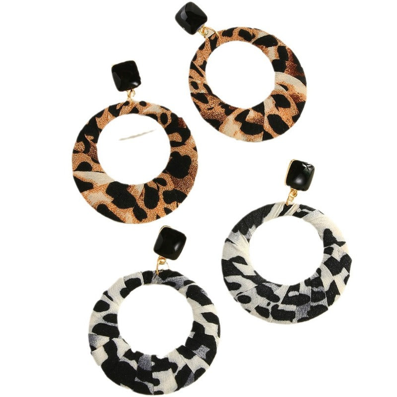 Wholesale Fashionable Personalized Leopard Print Geometric Circular Versatile Elegant High-end Earrings