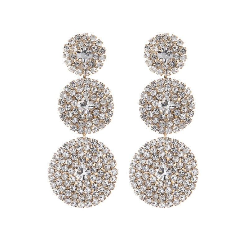 Wholesale Niche Design Snake-shaped Snake Head Full of Diamonds Multi-layer Round Dangling Earrings