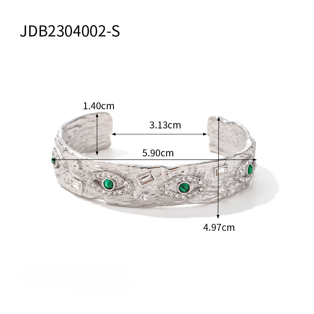 Wholesale Titanium Steel 18k Gold Stainless Steel Malachite Demon Eye Opening Bracelet