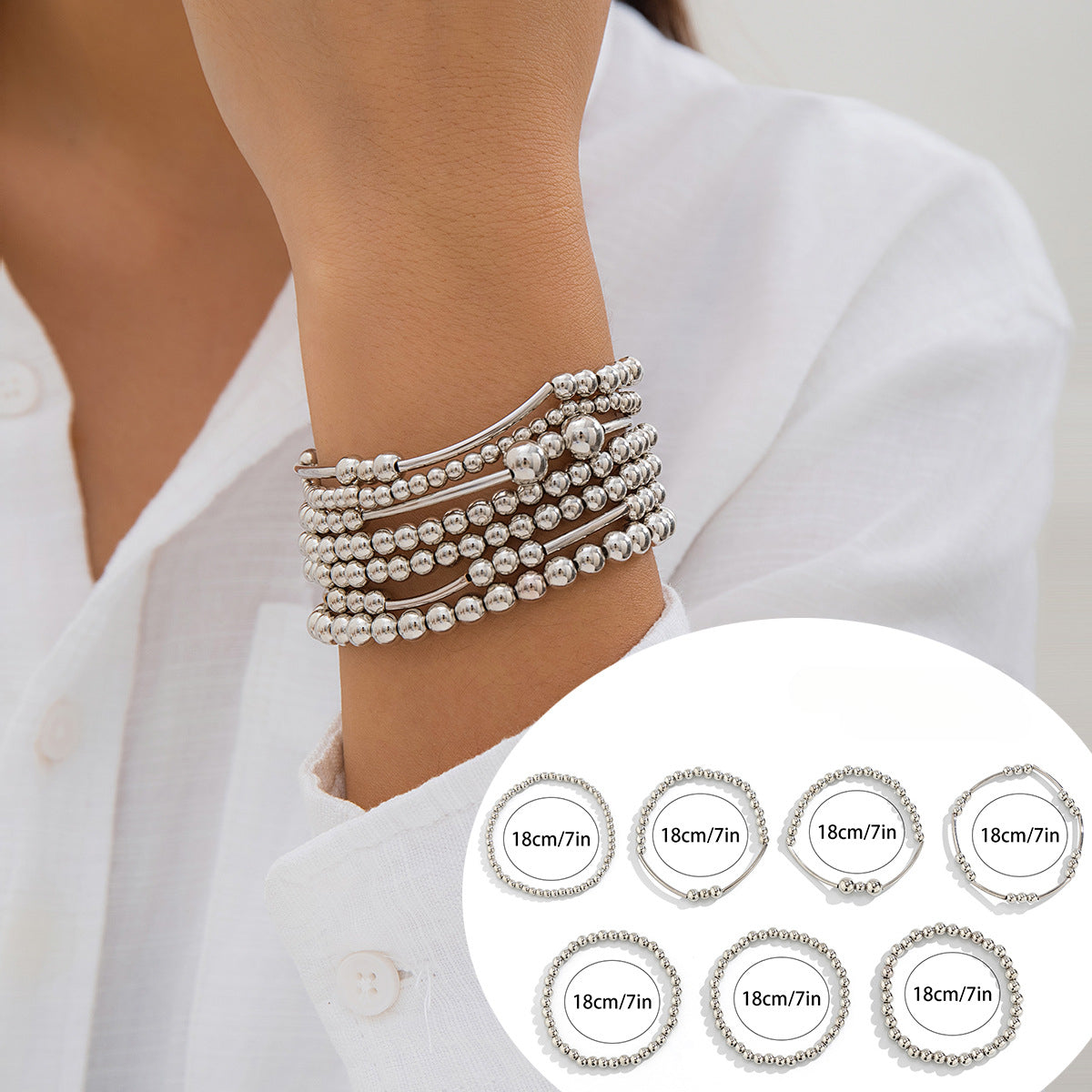 Wholesale Sweet Cool Beaded Love Alloy Bracelet Set