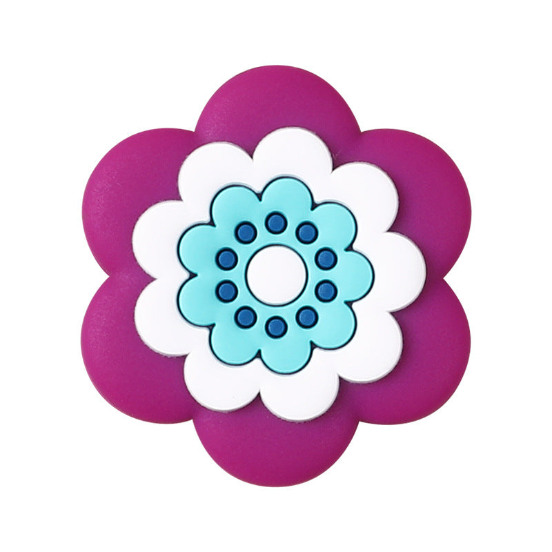 Wholesale 20pcs 3D Silicone Beads Colorful Flower Pattern Beads
