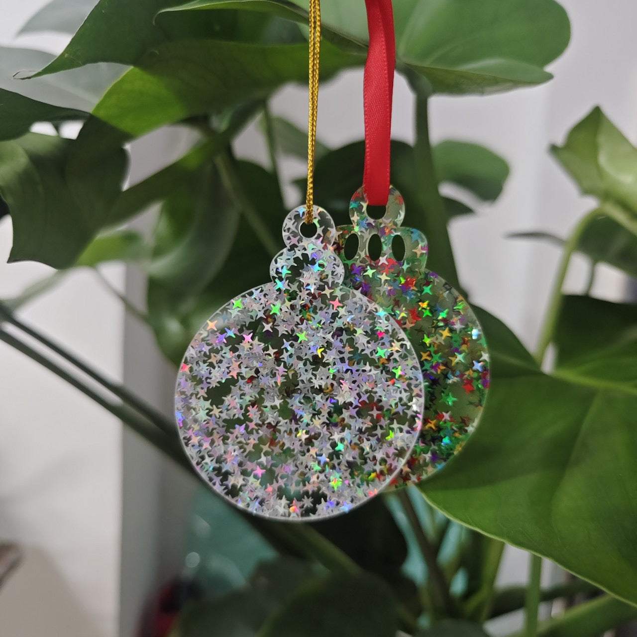 Wholesale 10pcs New Sticker  Glitter DIY  Acrylic Christmas Pendant Home Decoration