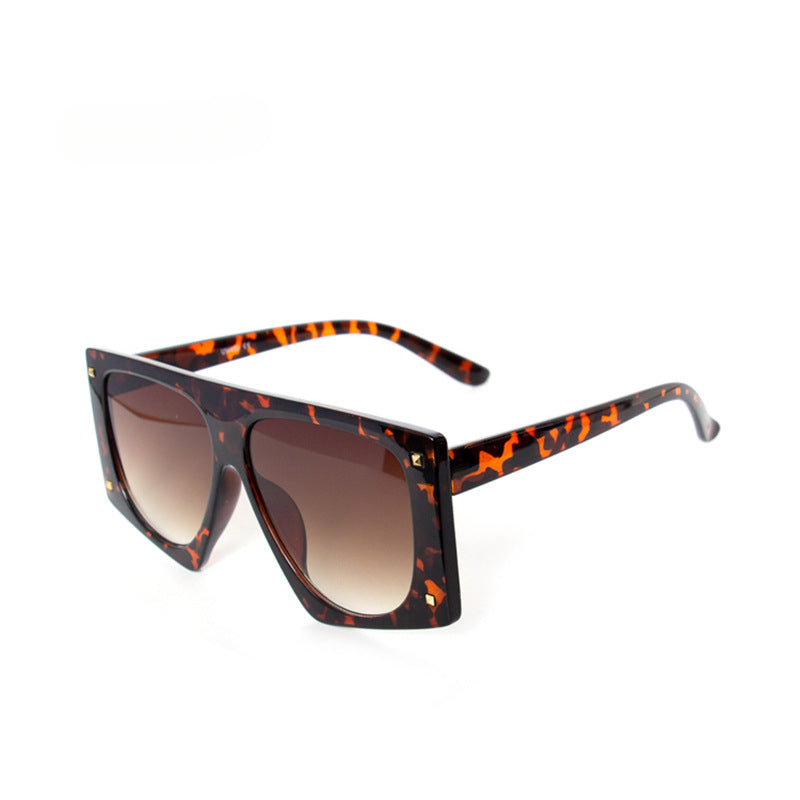 Wholesale Square Frame Leopard Print Large Frame PC Sunglasses