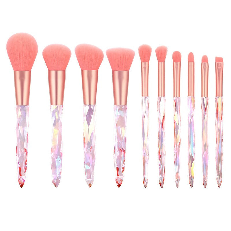 Wholesale 10 Pieces Clear Crystal Glass Diamond Handle Makeup Brushes