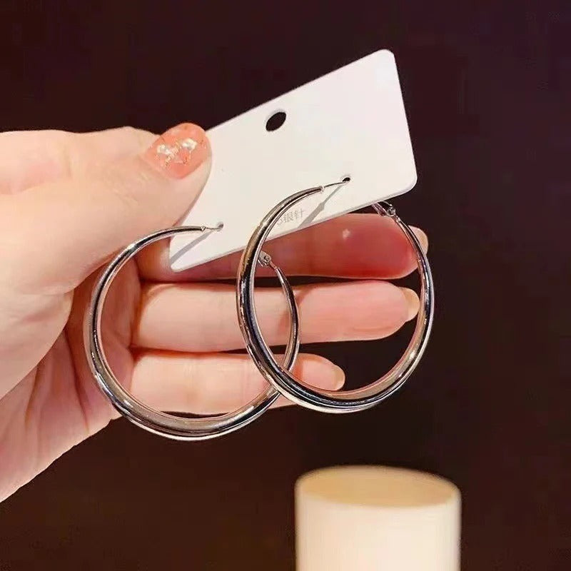 Wholesale Exaggerated Large Hoop 925 Silver Needle Earrings