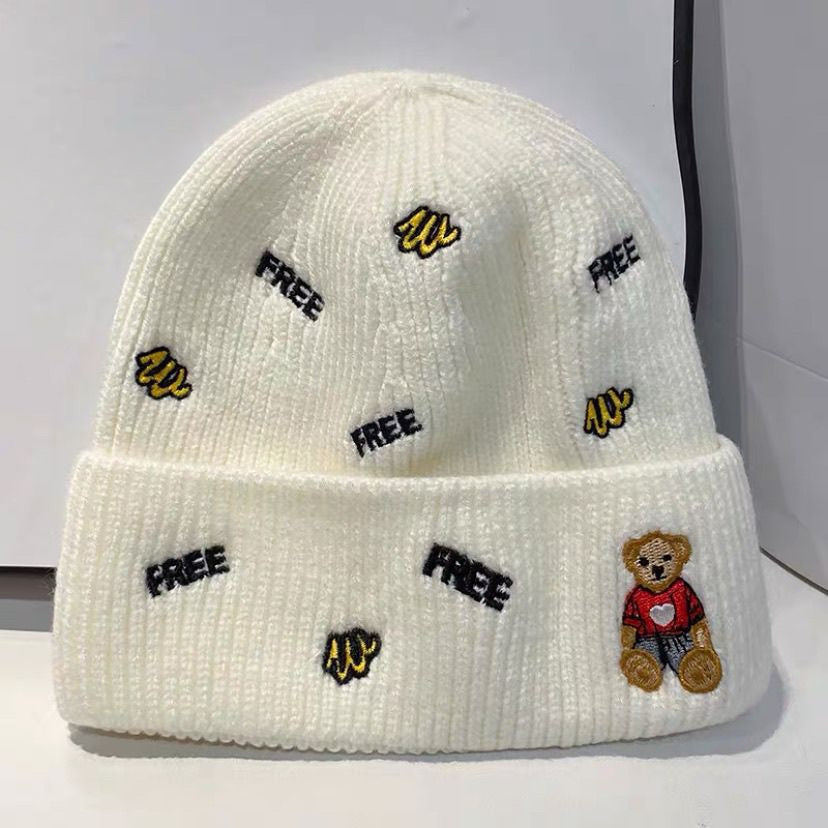 Wholesale Autumn and Winter All-match Letter Embroidered Cartoon Beanie