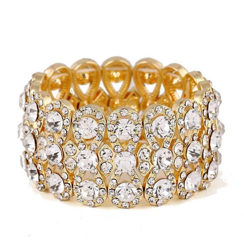 Wholesale Fashion Classic Luxury Full Diamond Crystal Elastic Handmade 8-shaped Bracelet