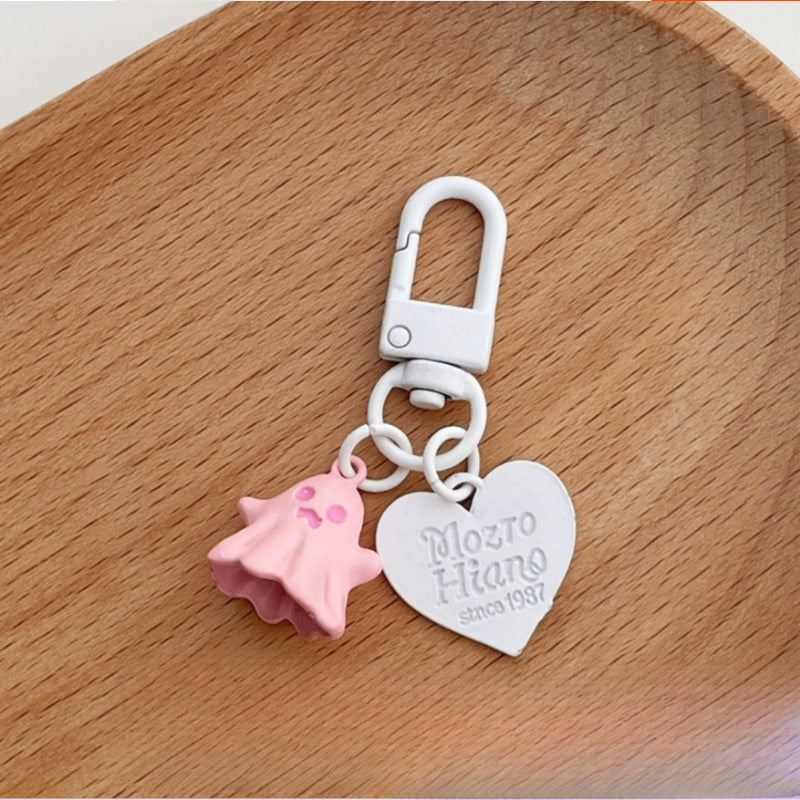 Wholesale Little Ghost Heart Pink Black Keychain