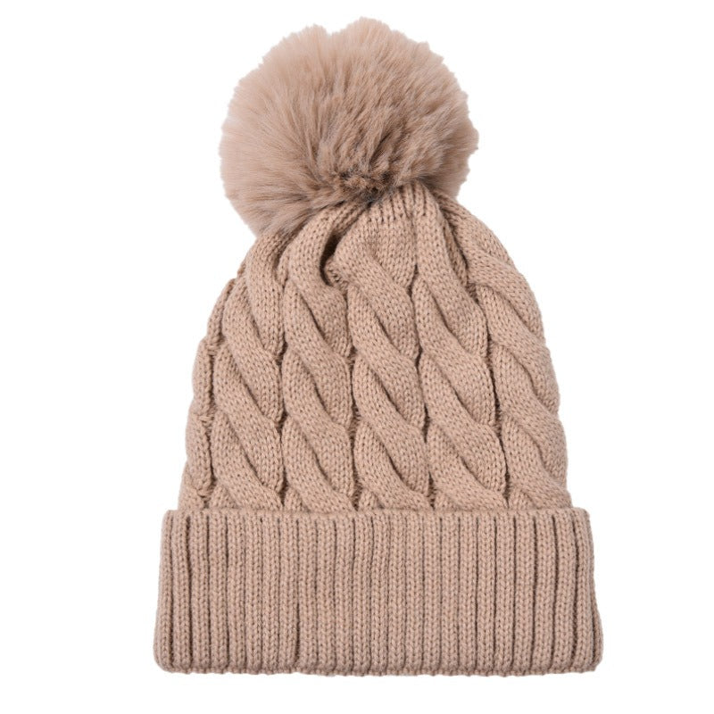 Wholesale Winter Solid Knitting Solid Acrylic Big Fried Dough Twists Thickened Warm Wool Cap