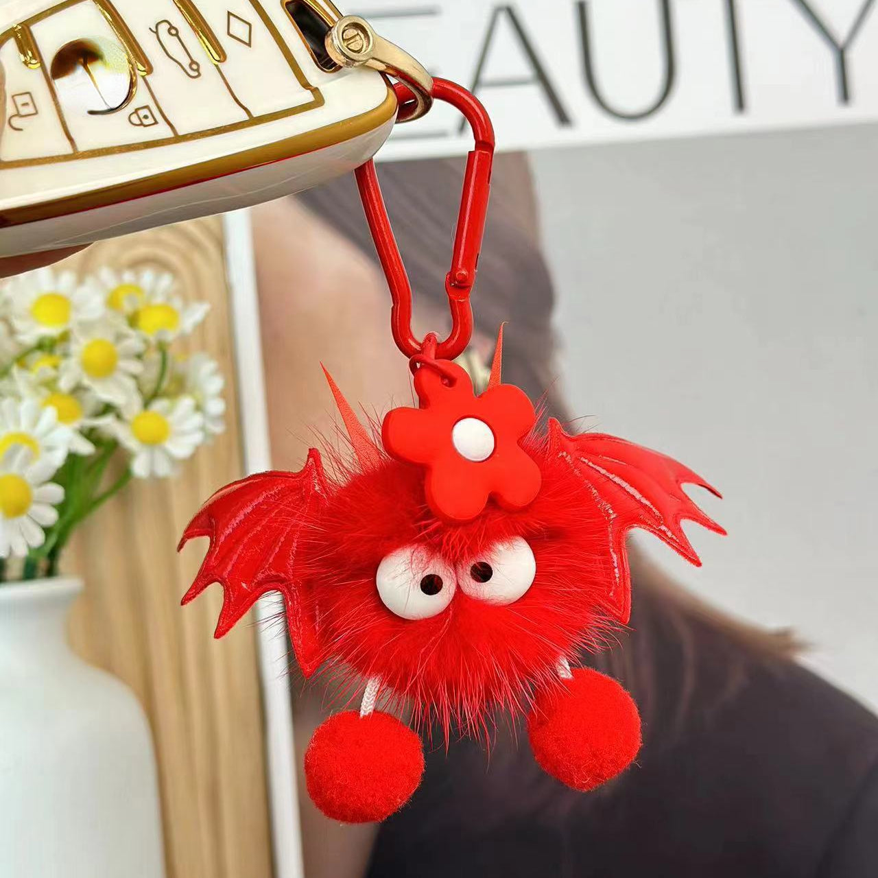 Wholesale Halloween Fur Ball Imp Key Ring