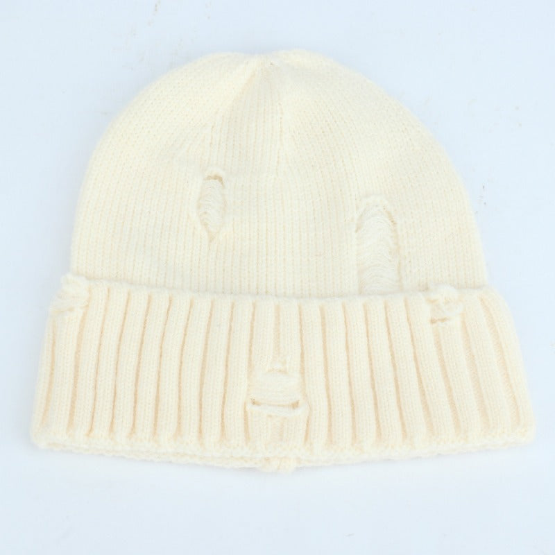 Wholesale Couple Winter Warmth Knitted Hairline Face Friendly Ear Protector Knitted Perforated Cold Hat
