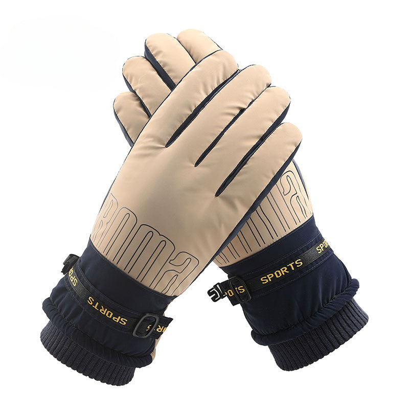 Wholesale Oxford Cloth Men's Winter Outdoor Warm Windproof Cold-proof Plus Velvet Thickened Sports Ski Split Finger Gloves