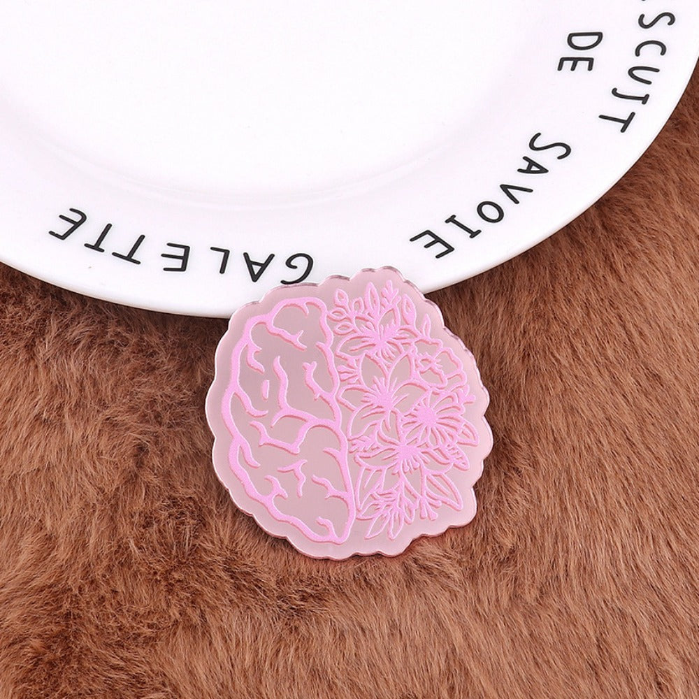 Wholesale 10pcs Pink Double Mirror Skull Organ Badge Jewelry Pin Girl Cute DIY Patch