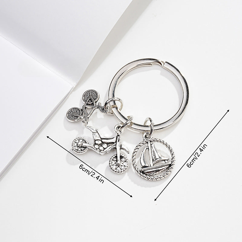 Wholesale Metal Baseball Sailing Car Keychain