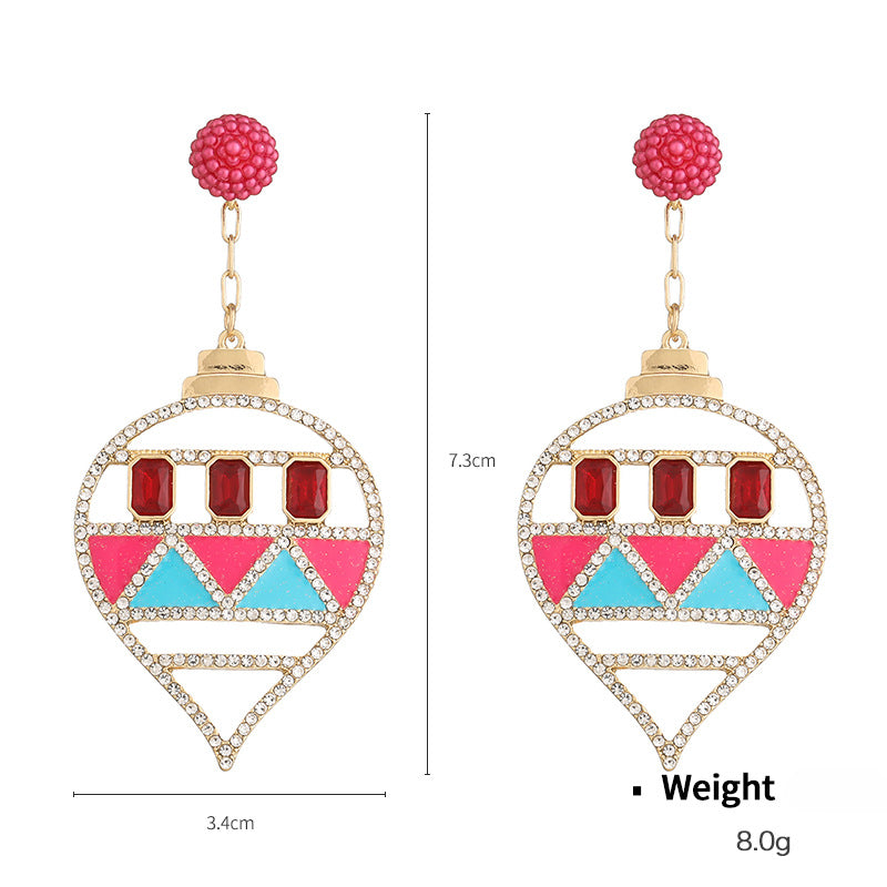 Wholesale Alloy Studded Diamond Exaggerated Christmas Tree Earrings