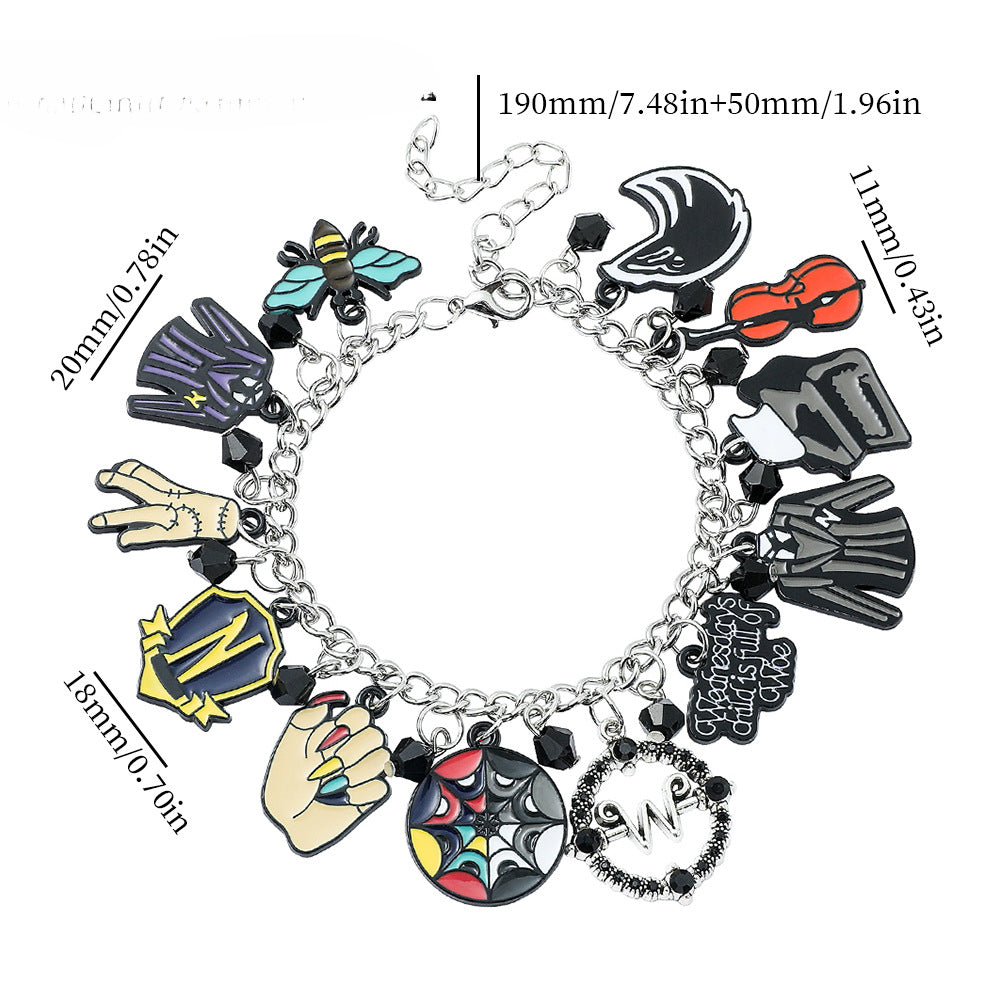 Wholesale 4PCS Black Wednesday Alloy Bracelet