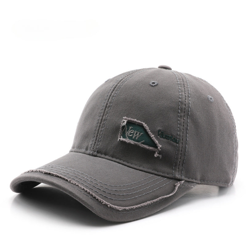 Wholesale Cotton Ripped Solid Color Letter Embroidered Baseball Cap