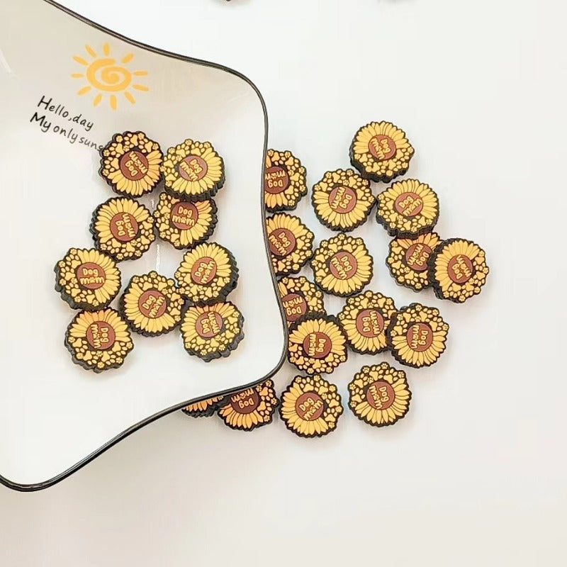 Wholesale 10pcs Mother's Day Sunflower Silicone Cartoon Beads Loose Beads