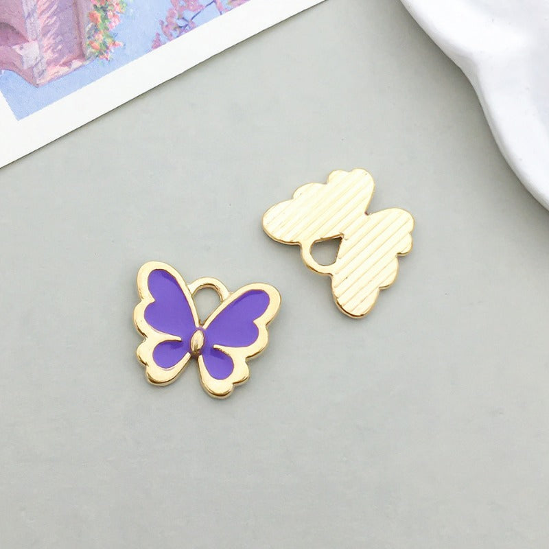 Wholesale Mix 30 Purple Drip Oil Alloy Cute Cartoon Simulation Animal Pendant