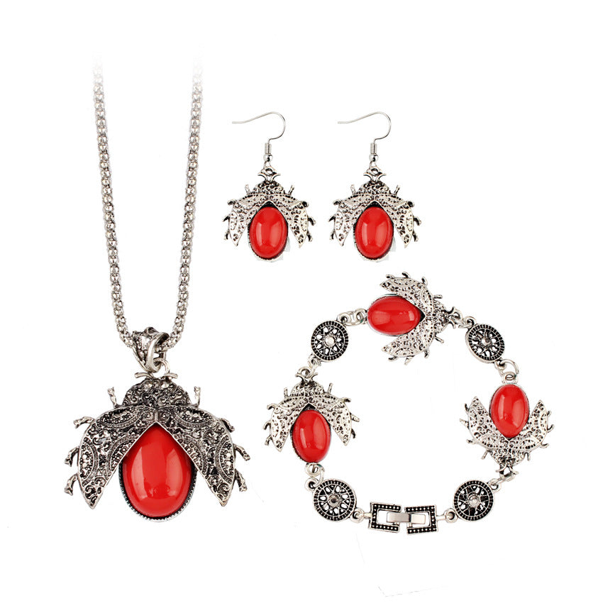Wholesale Seven Star Ladybug Three Piece Alloy Earrings