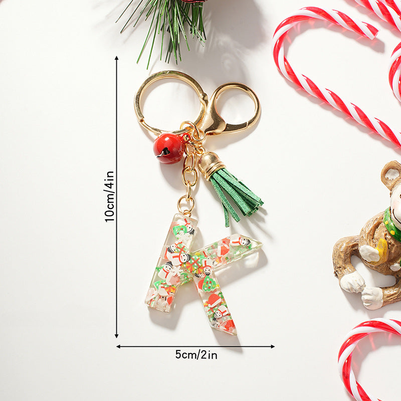 Wholesale Cartoon Christmas Pattern Letter Acrylic Keychain